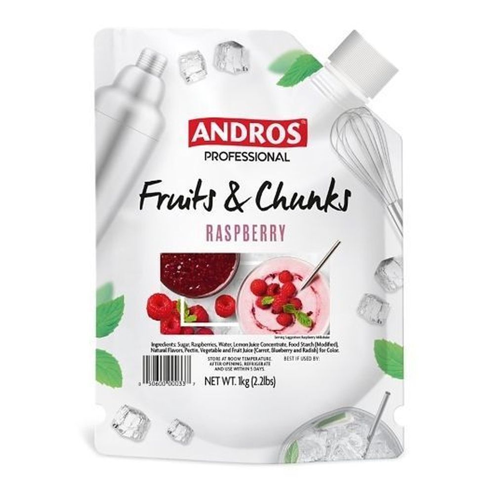 Andros Professional Raspberry Fruits And Chunks, 2.2 Pound -- 6 Per Case