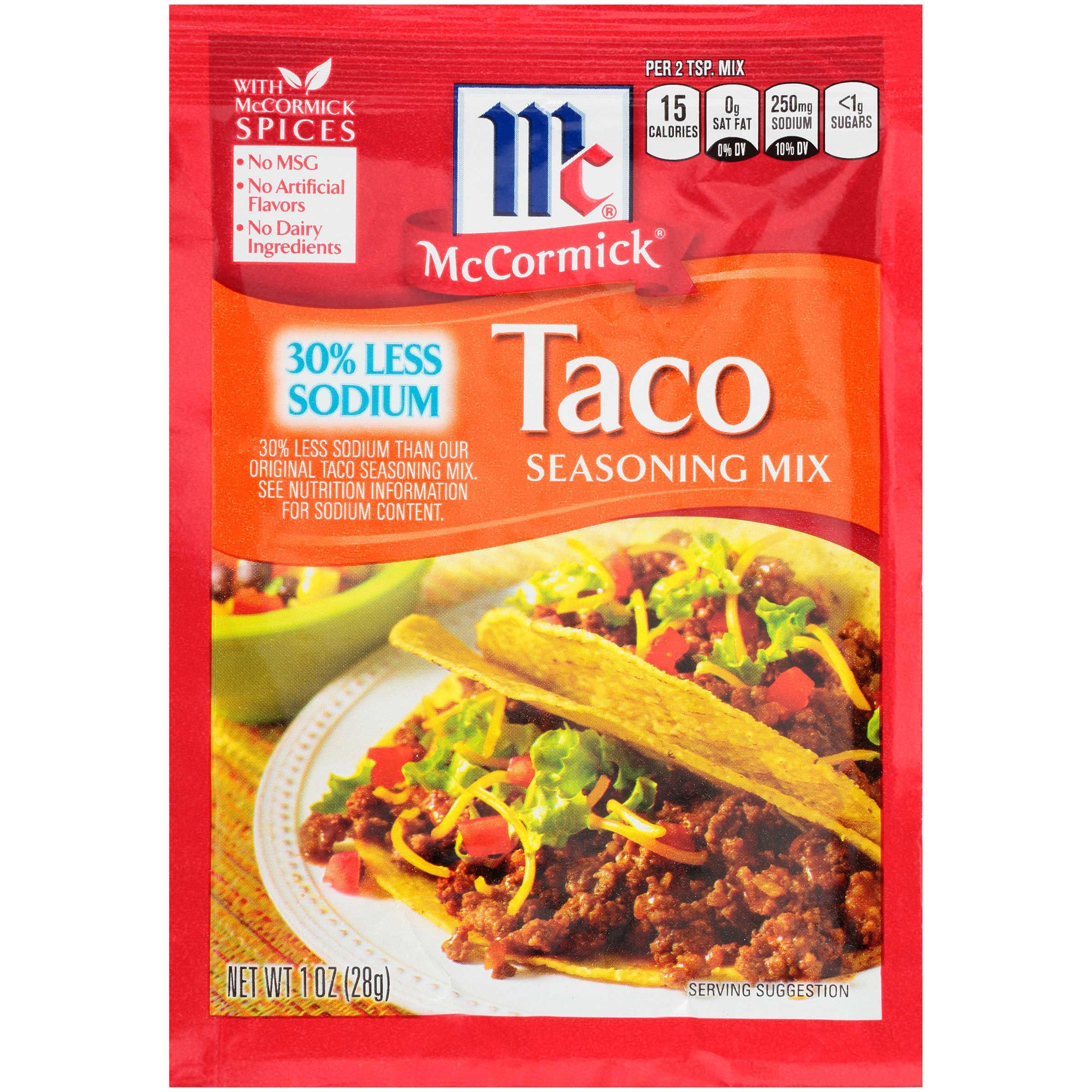 Mccormick Less Sodium Taco Seasoning, 1 Ounce -- 12 Per Case
