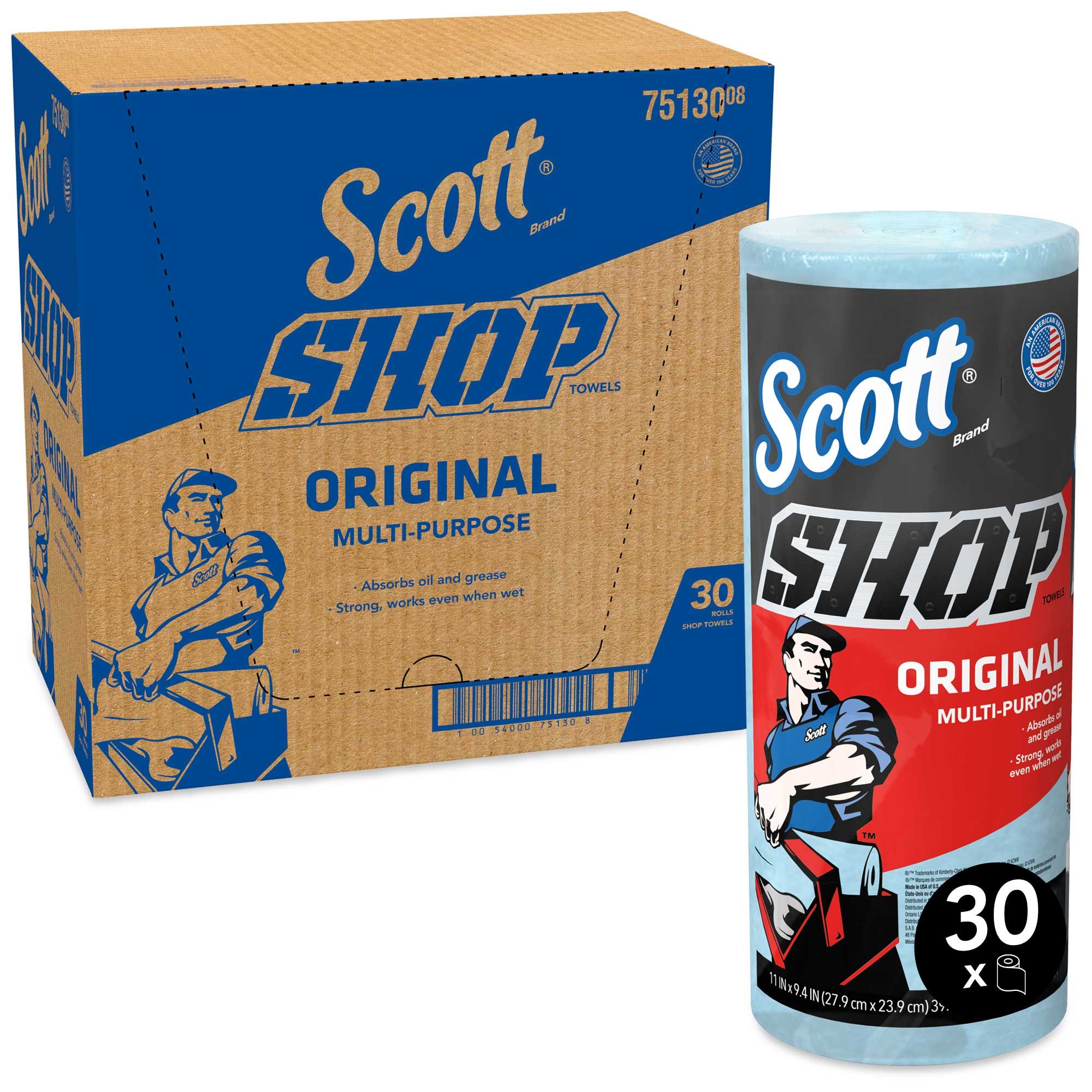 Scott Original Paper Blue Shop Towel Roll, 55 Sheet Per Roll -- 30 Per Case