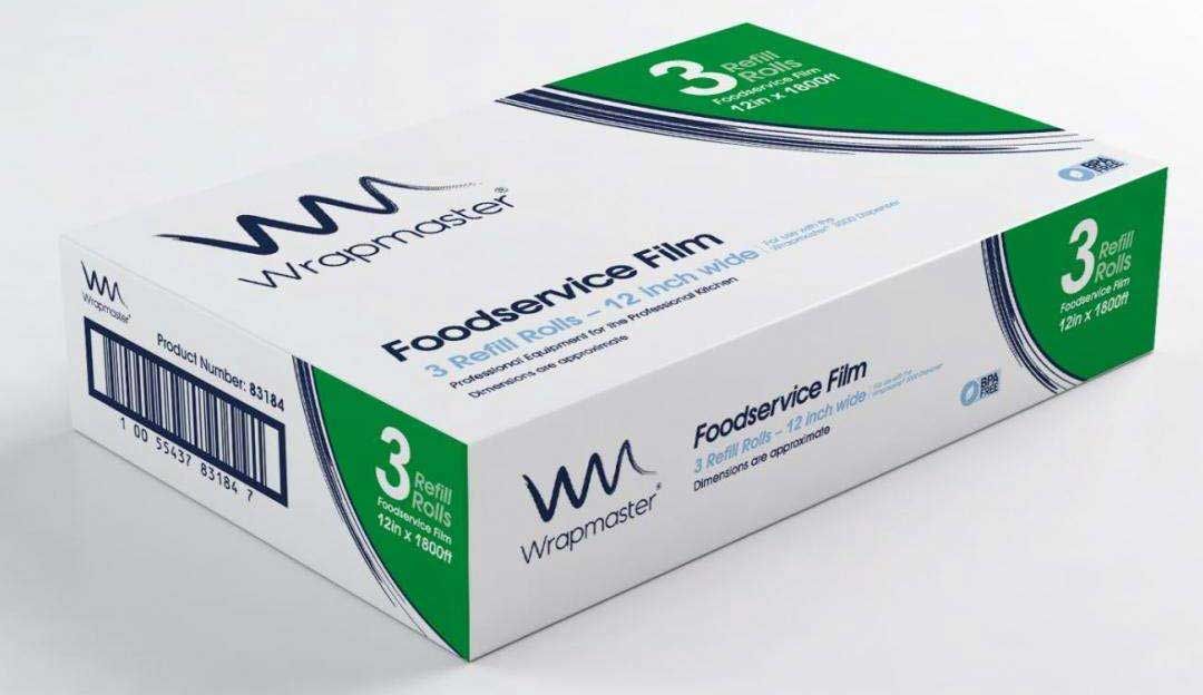 Wrapmaster Foodservice Film Refill Roll, 12 Inch X 1800 Feet -- 3 Per Case