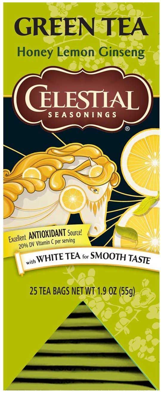 Celestial Seasonings Honey Lemon Ginseng Green Tea, 25 Tea Bags Count -- 6 Per Case