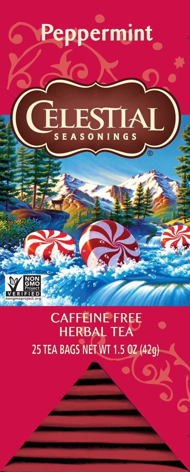 Celestial Seasonings Peppermint Caffeine Free Herbal Tea, 25 Tea Bags Count -- 6 Per Case