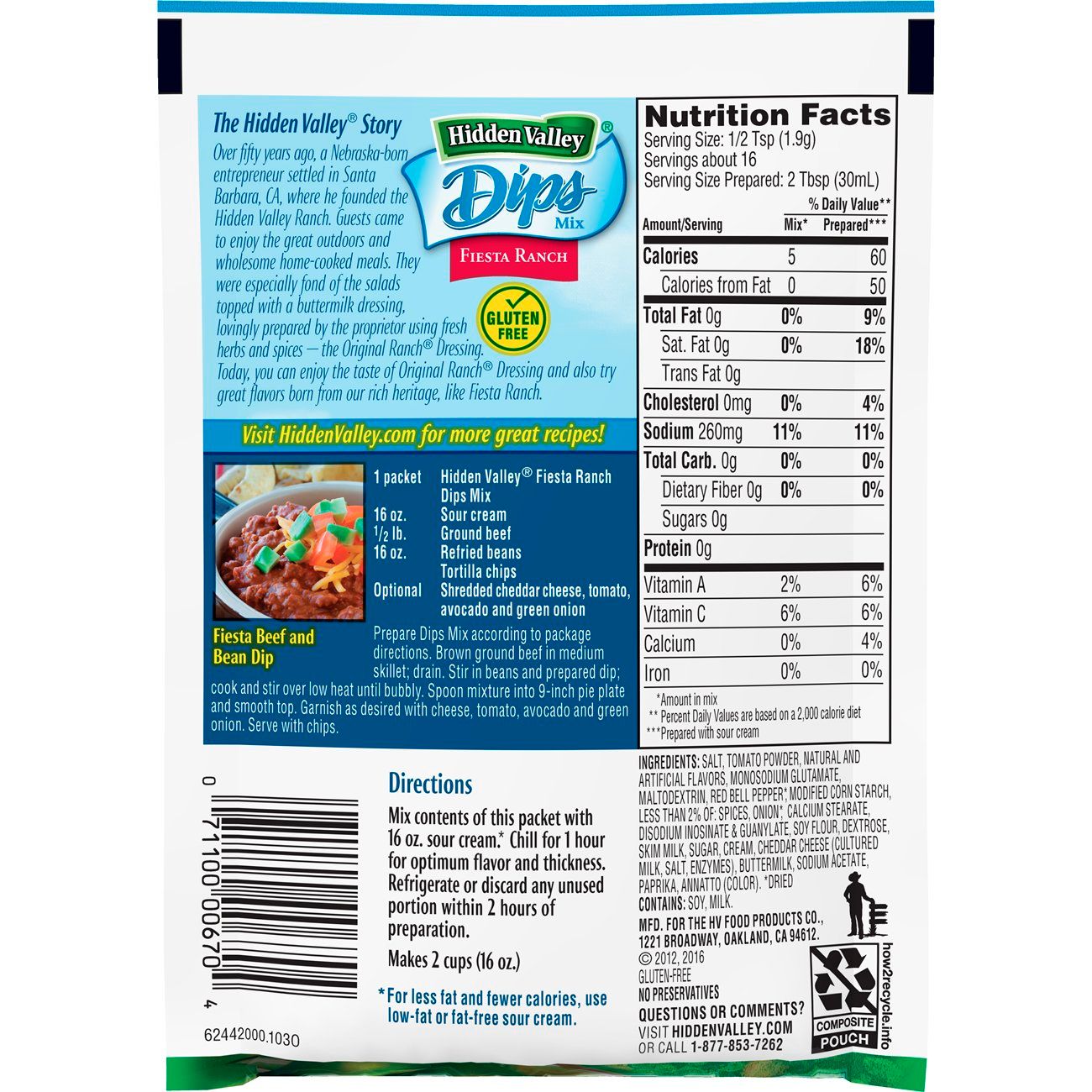 Hidden Valley Fiesta Ranch Party Dip, 1 Ounce -- 24 Per Case