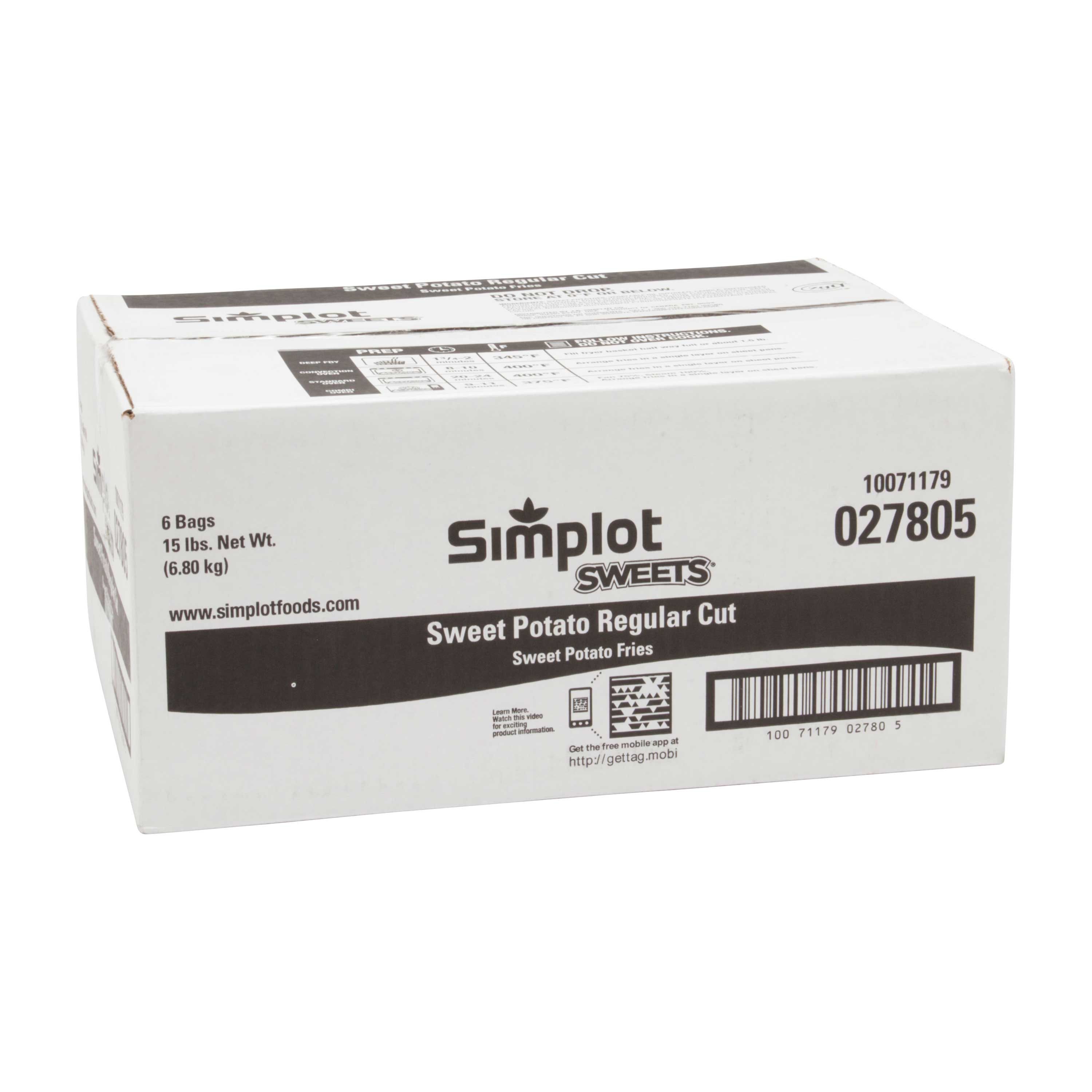 Simplot Sweets 3/8 Inch Straight Cut Sweet Potato Fries, 2.5 Pound -- 6 Per Case