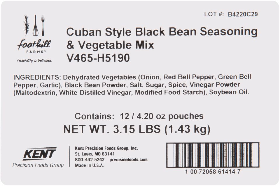 Foothill Farms Cuban Style Black Bean Seasoning And Vegetable Mix, 4.2 Ounce -- 12 Per Case