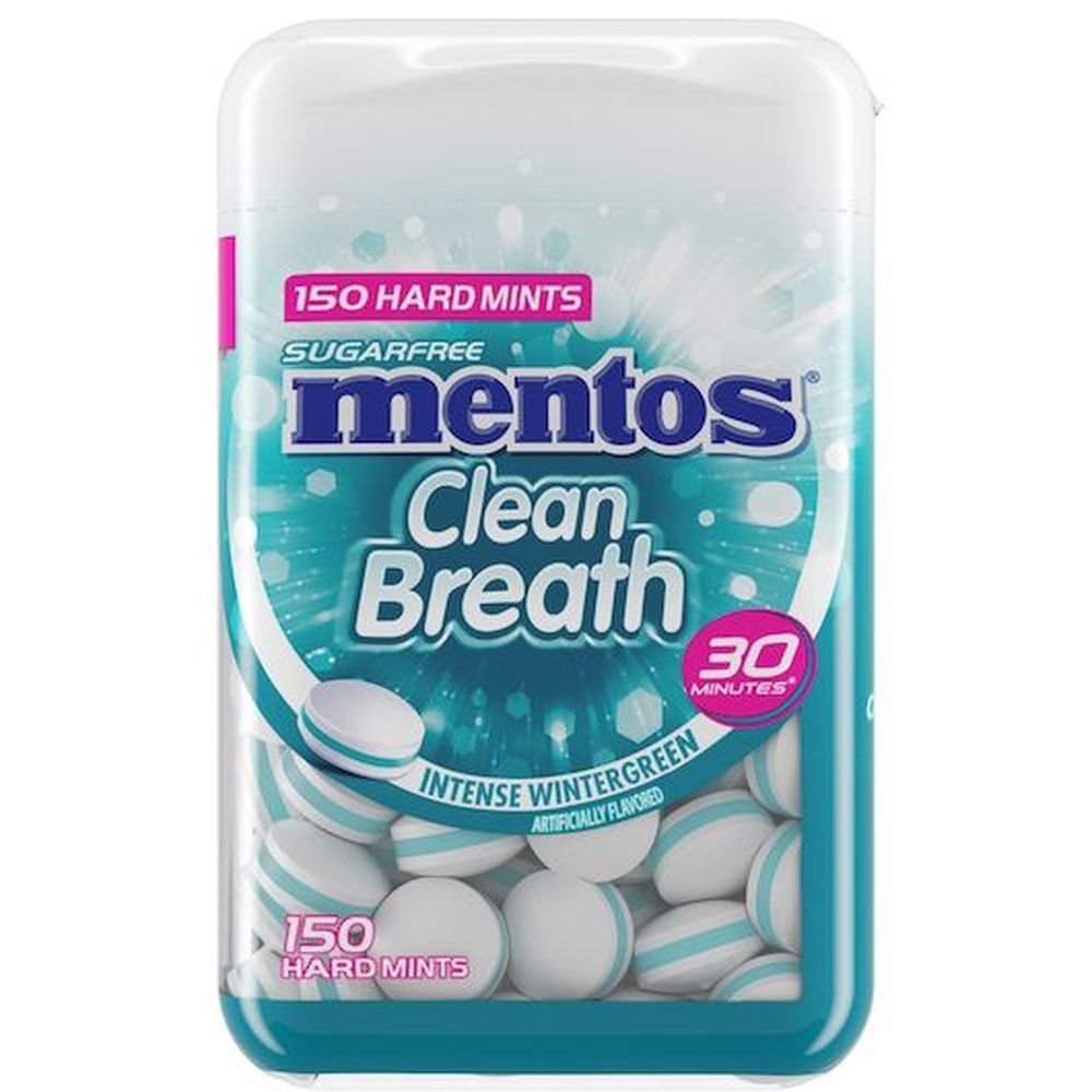 Mentos Clean Breath Wintergreen Hard Mints, 150 Count -- 24 Per Case