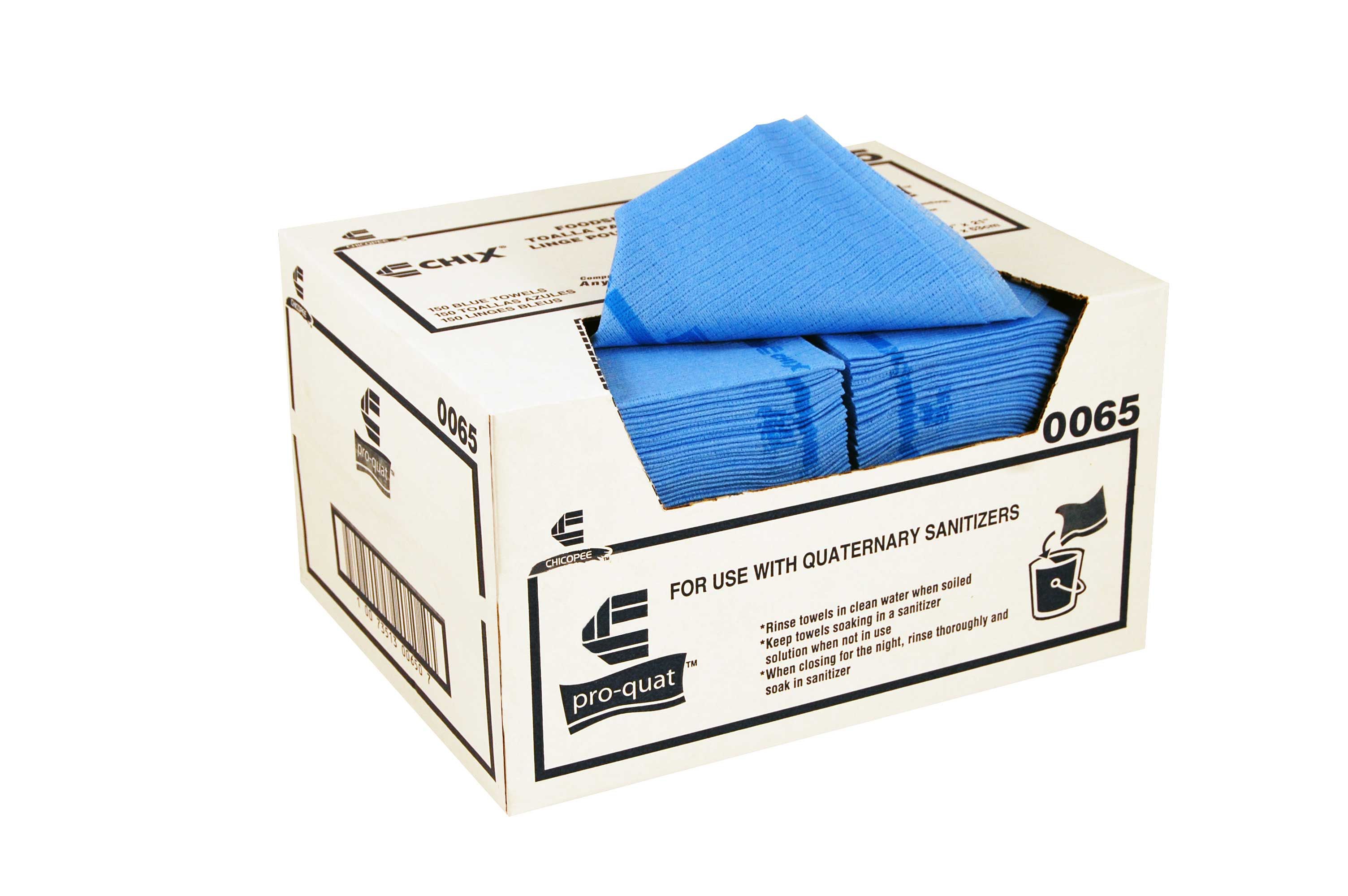 Chicopee Chix Pro Quat Microban Compatible Blue With Blue Print Quat Sanitizer Towel, 13 X 21 Inch -- 150 Per Case