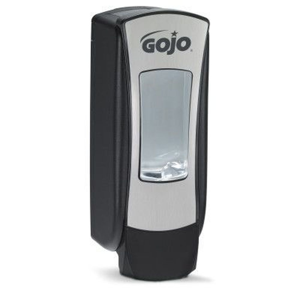 Gojo Adx 12 Brushed Chrome And Black Push Style Foam Soap Dispenser -- 6 Per Case