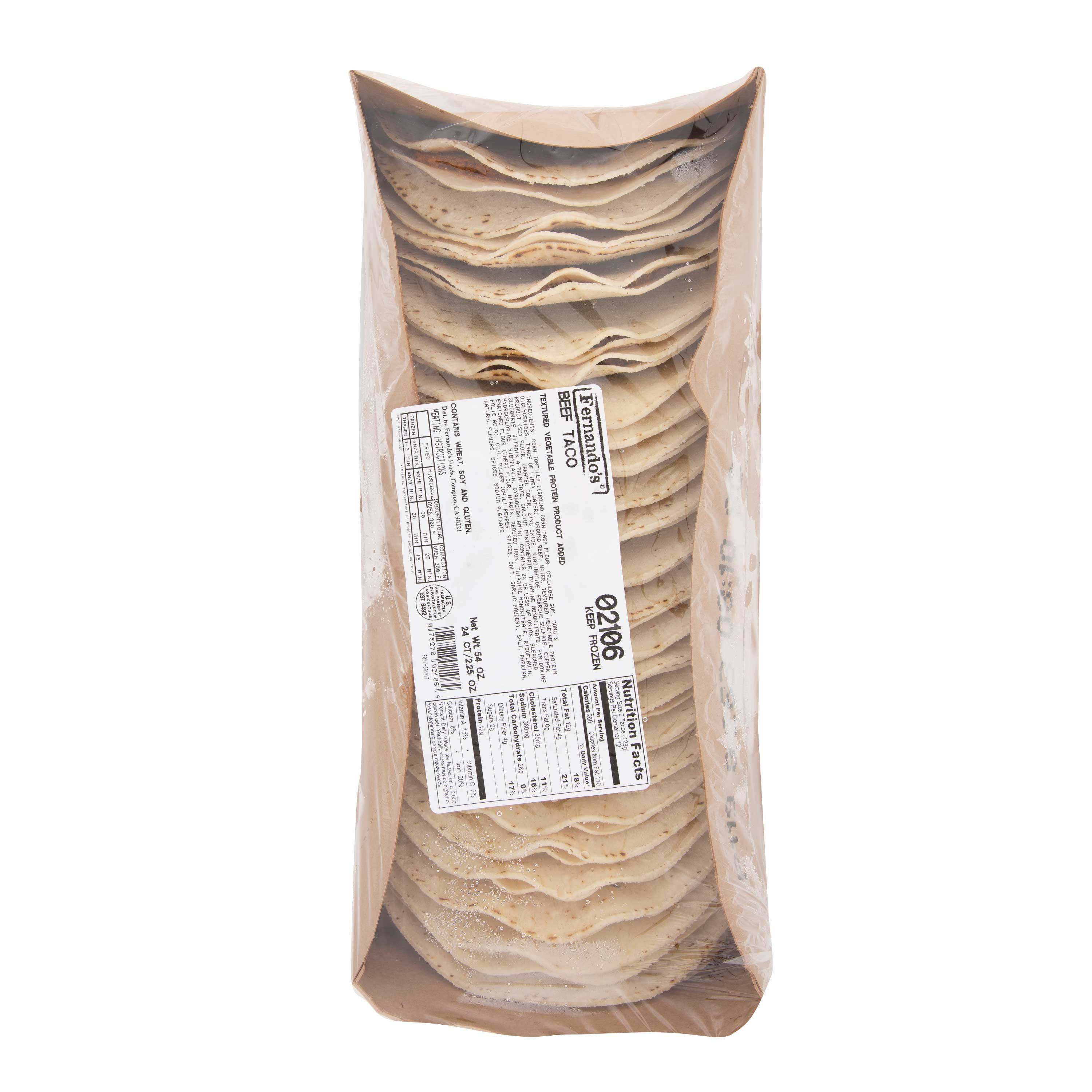 Fernando's Regular Beef Taco, 2.25 Ounce -- 144 Per Case
