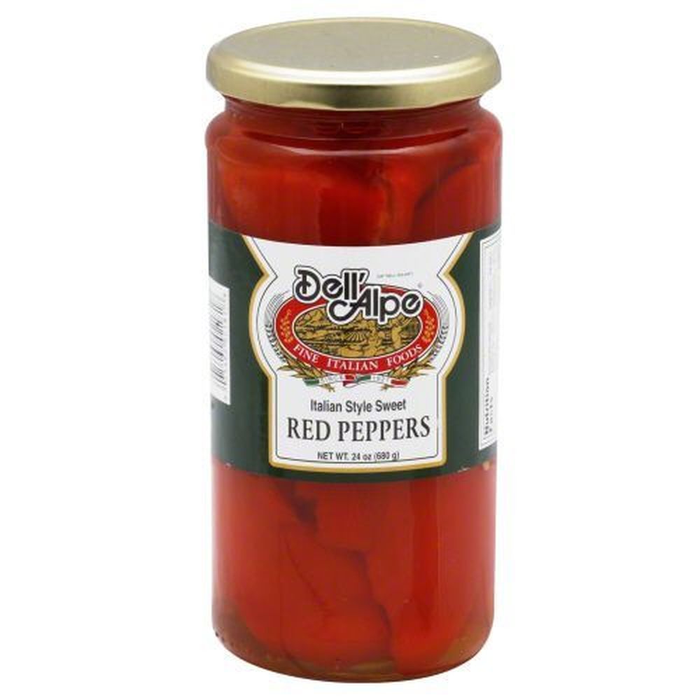 Dell Alpe Red Pepper Halves, 24 Ounce -- 12 Per Case