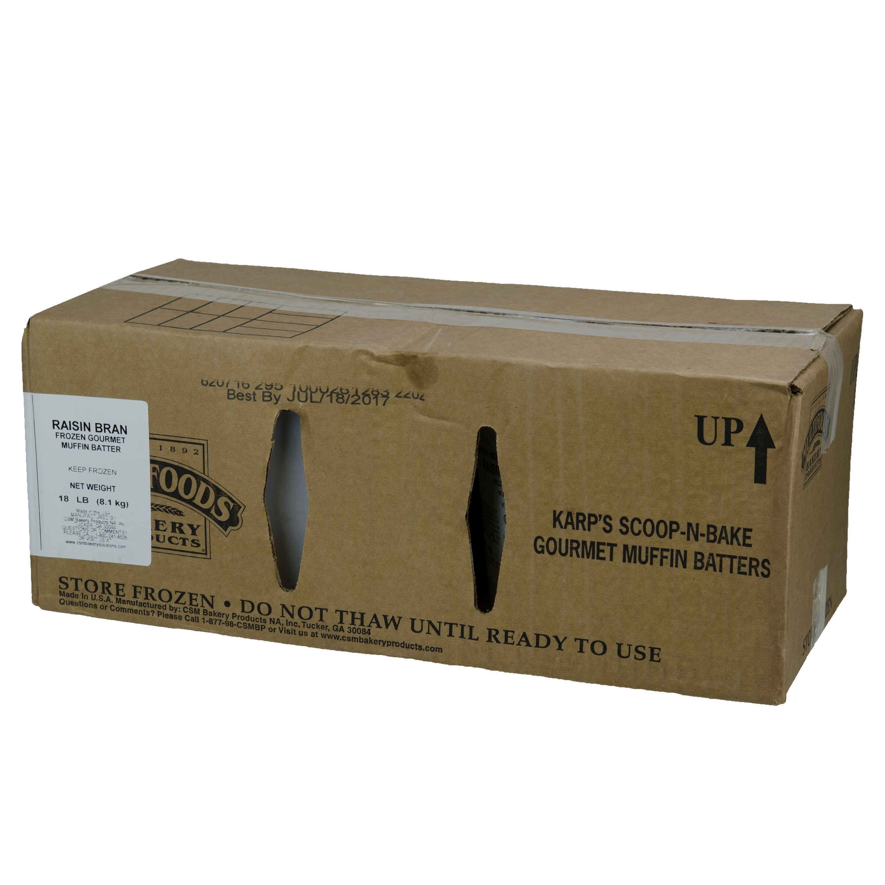 Karp's Scoop-n-bake Raisin Bran Muffin Batter, 9 Pound -- 2 Per Case