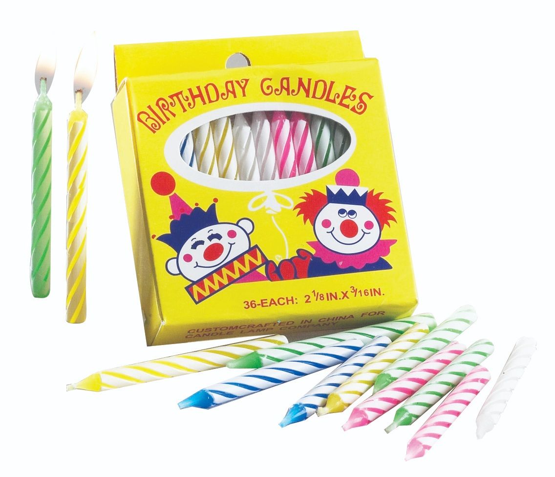 Sterno Spiral Stripe Birthday Candles -- 144 Per Case