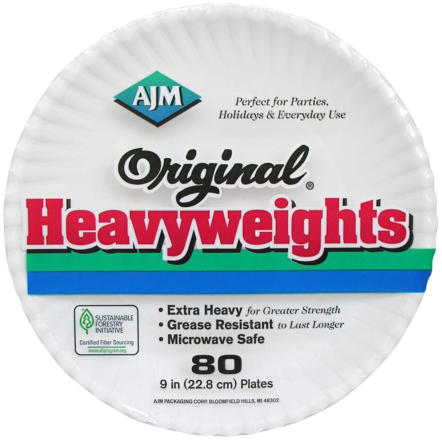 Ajm Original Heavyweight Paper Plate, 80 Count -- 12 Per Case