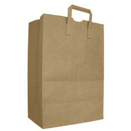 Ajm Packaging E Z Tote Natural Kraft Grocery Sack With Handle -- 300 Per Case