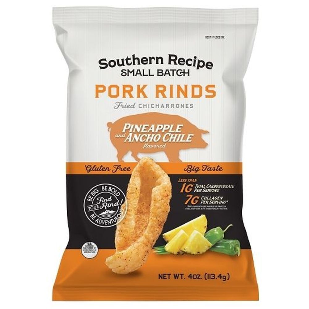 Southern Recipe Small Batch Pineapple Ancho Chile Pork Rinds, 4 Ounce -- 12 Per Case
