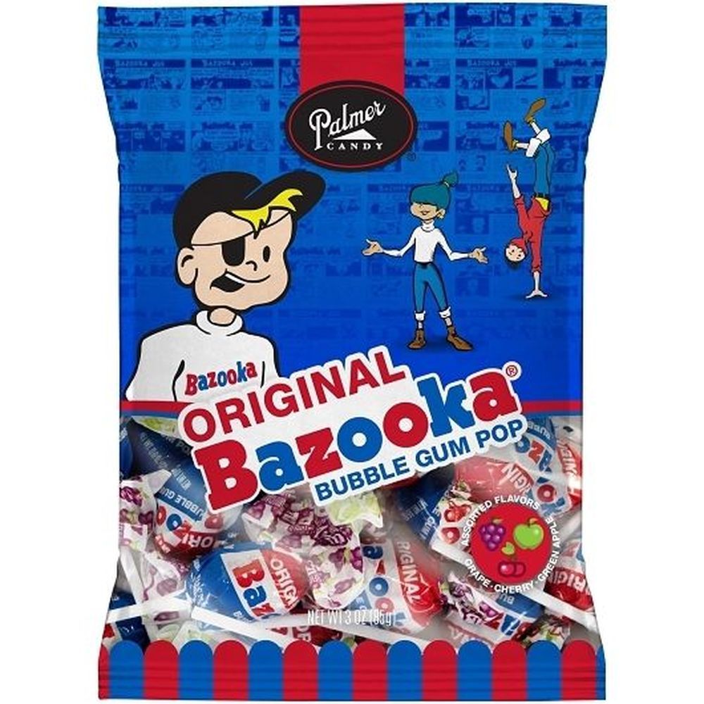 Palmer Candy Bazooka Bubble Gum Pops Peg Bag -- 8 Per Case