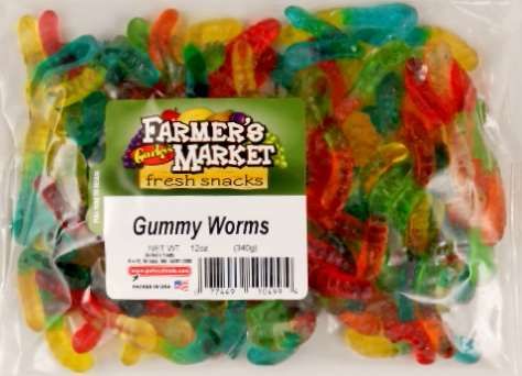 Farmer's Market Gummy Worms, 12 Ounce -- 8 Per Case