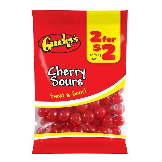 2 For $2 Sweet And Sour Cherry Sours Candy, 4.25 Each -- 12 Per Case
