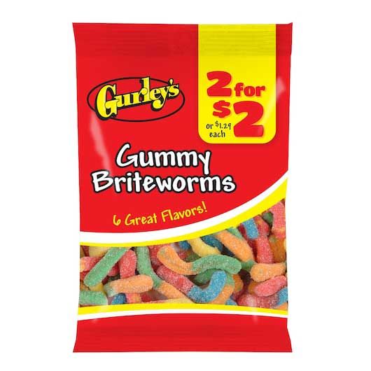2 For $2 Gummy Brite Worms, 3.75 Ounce -- 12 Per Case