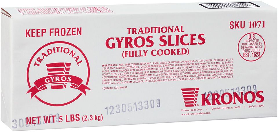 Kronos Frozen Gyrokone Fully Cooked Traditional Beef And Lamb Slice, 5 Pound -- 4 Per Case