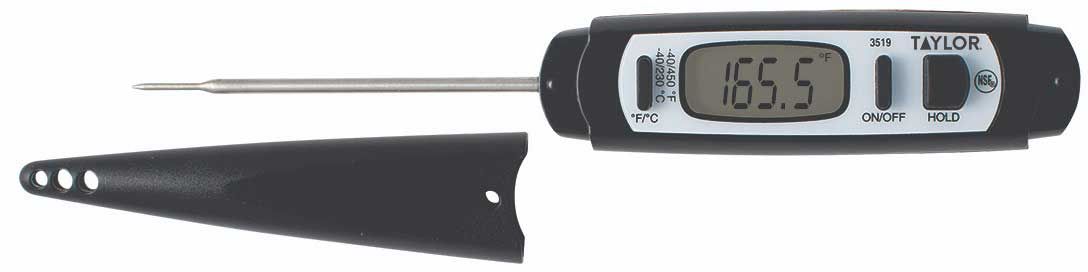 Taylor Waterproof Digital Instant Read Thermometer With Step Down Probe -- 3 Per Case