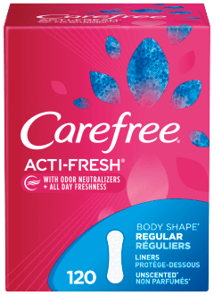 Carefree Acti Fresh Body Shape Regular Unscented Pantiliner, 120 Count -- 4 Per Case