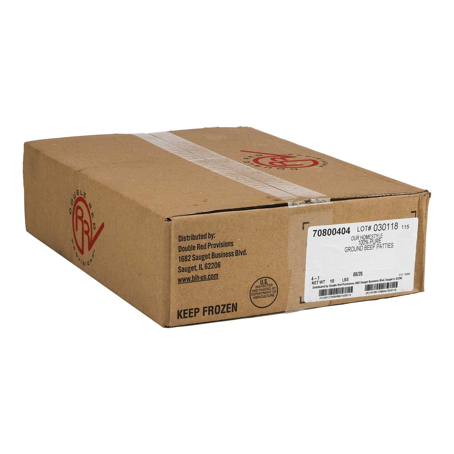 Double Red Provisions 4 80/20 Ground Beef Patty, 4 Ounce -- 40 Per Case