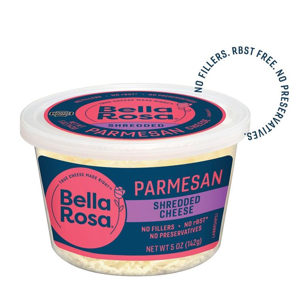 Bella Rosa Shredded Parmesan Cheese, 5 Ounce Cup -- 12 Per Case