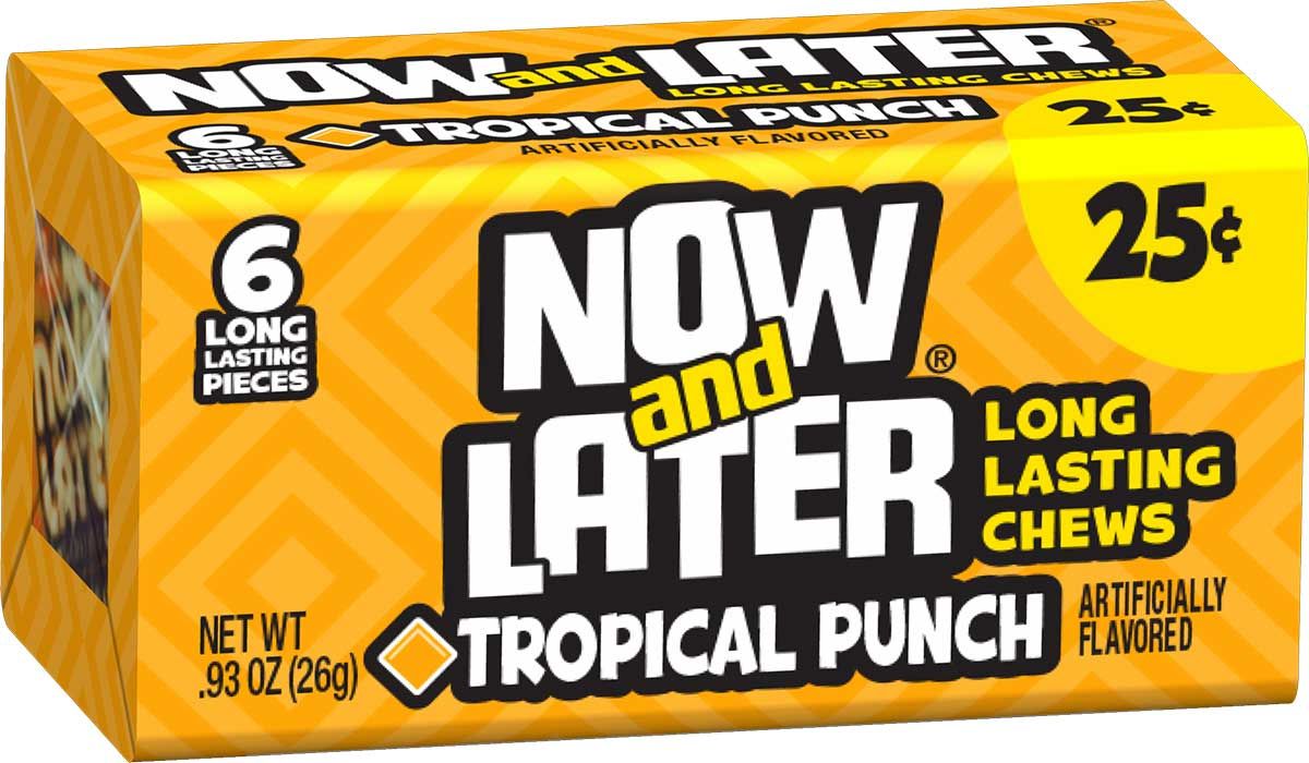 Now And Later Tropical Punch Long Lasting Chew Candy, 24 Count -- 12 Per Case