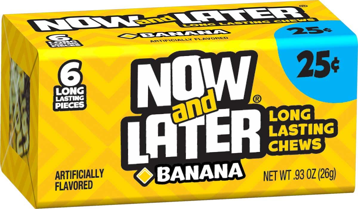Now And Later Banana Long Lasting Chew Candy, 24 Count -- 12 Per Case