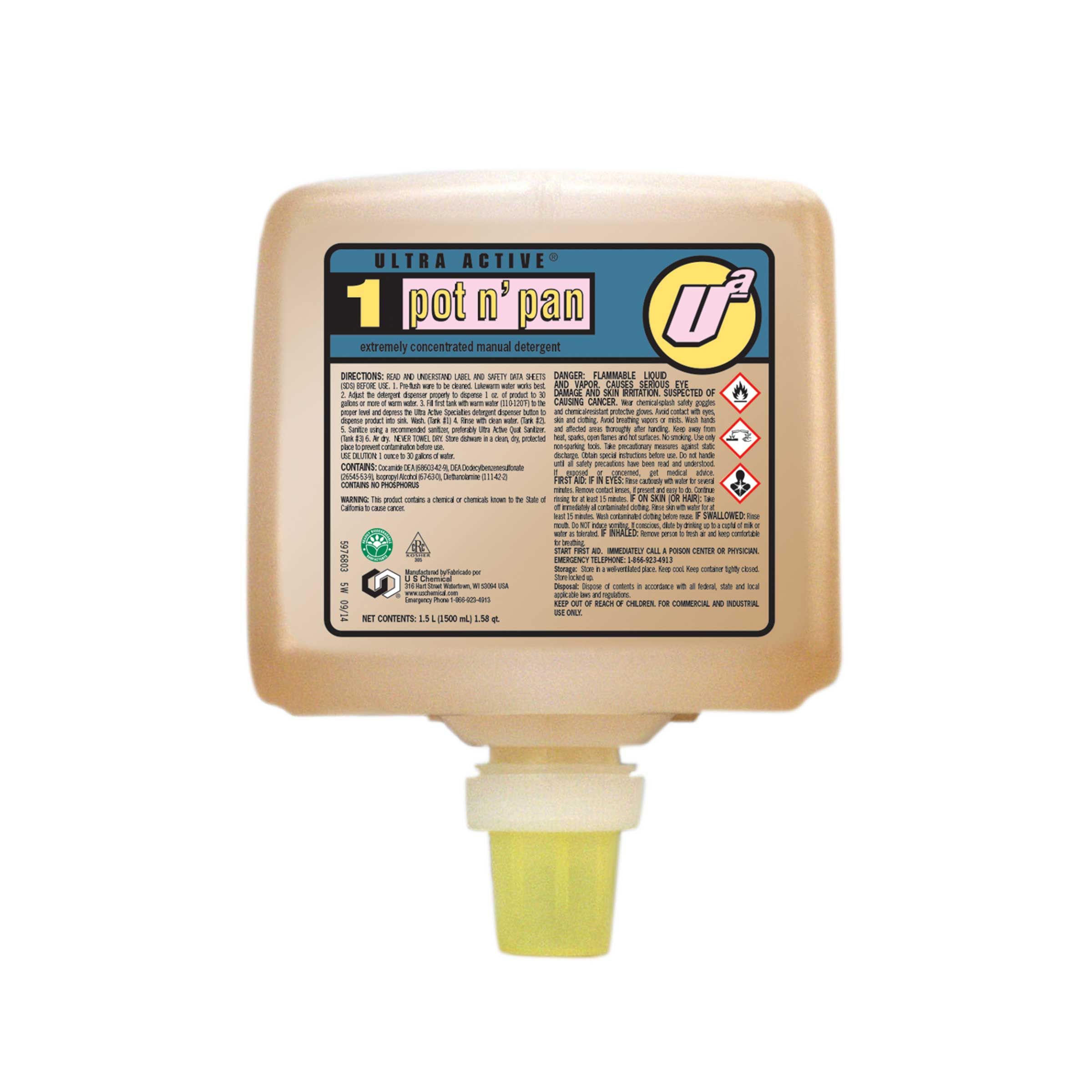 Ultra Active Pot And Pan Detergent, 1500 Ml -- 2 Per Case