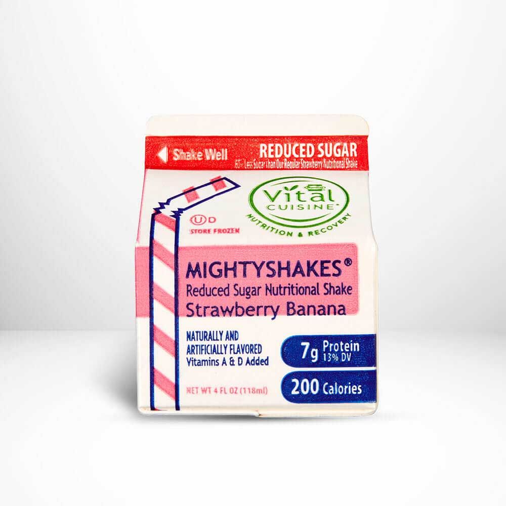 Mightyshakes Reduced Sugar Strawberry Banana Shake Beverage, 4 Ounce -- 50 Per Case