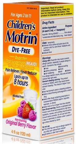 Children's Motrin Dye Free Oral Suspension Berry Flavor Pani Reliever And Fever Reducer, 4 Fluid Ounce -- 36 Per Case