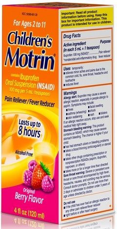 Children's Motrin Oral Suspension Berry Flavor Pain Reliever And Fever Reducer, 4 Fluid Ounce -- 36 Per Case