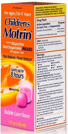 Children's Motrin Oral Suspension Bubblegum Flavor Pain Reliever And Fever Reducer, 4 Fluid Ounce -- 36 Per Case