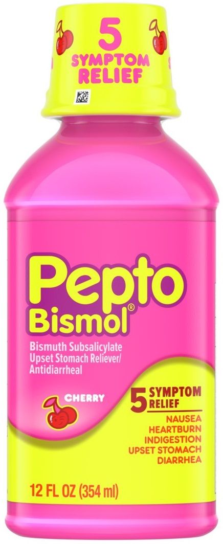 Pepto-bismol Cherry Five Symptom Digestive Relief Liquid, 12 Fluid Ounce -- 12 Per Case