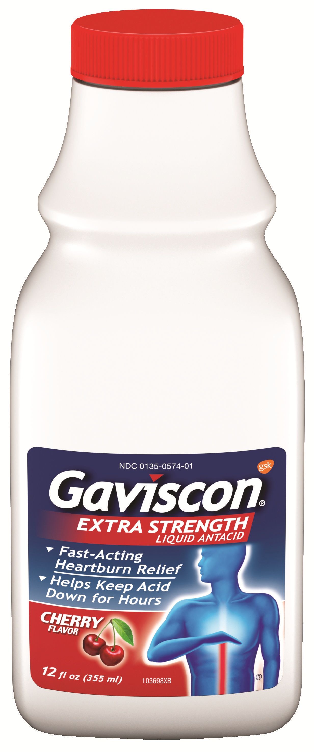 Gaviscon Cherry Flavor Extra Strength Antacid Liquid, 12 Fluid Ounce -- 12 Per Case
