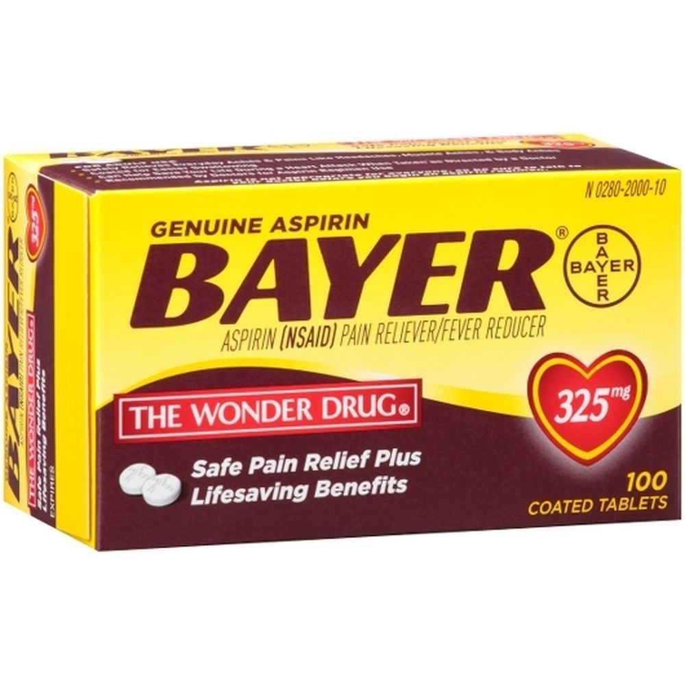 Bayer Aspirin 325 Milligram Coated Tablets, 100 Count -- 36 Per Case