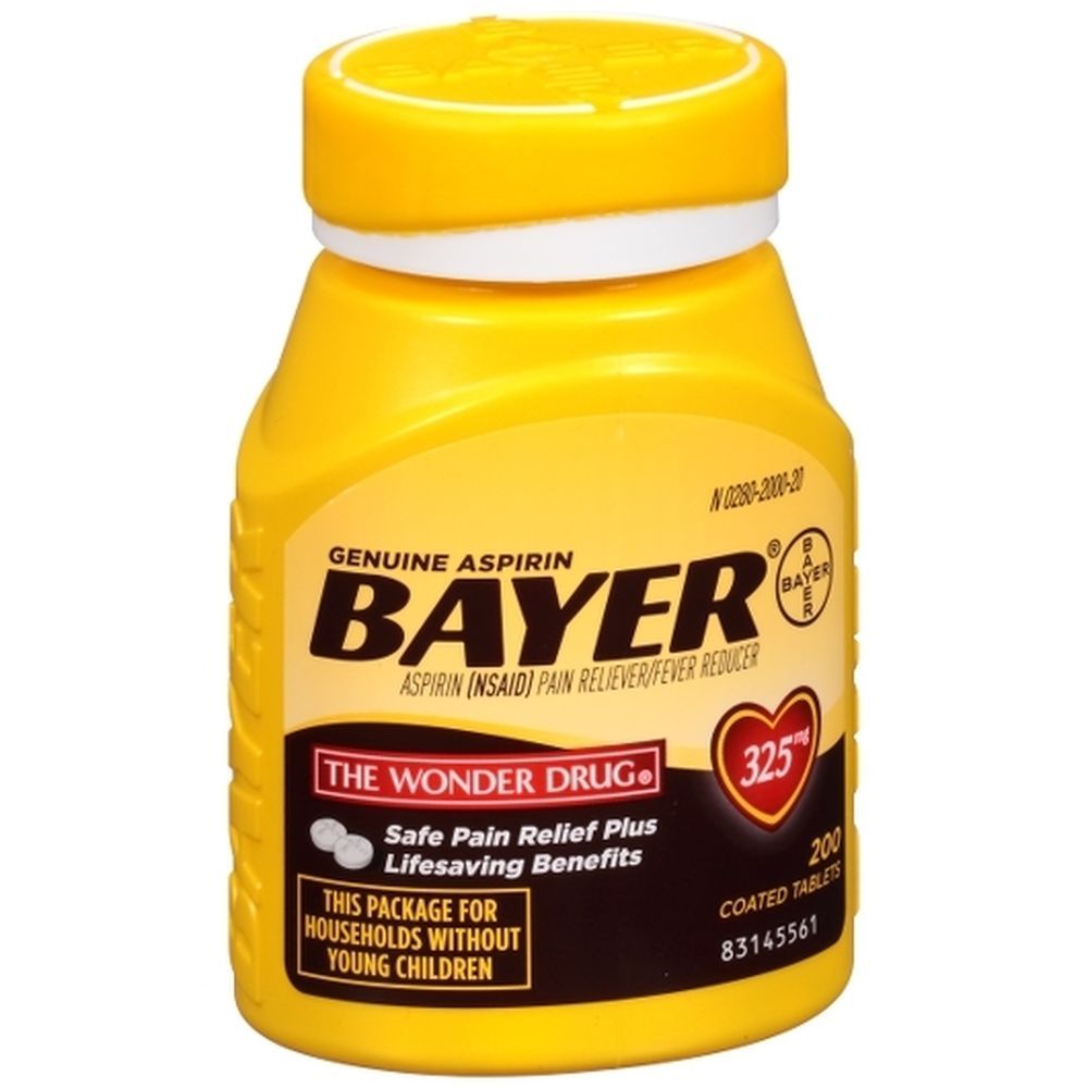 Bayer Aspirin 325 Milligram Coated Tablets, 200 Count -- 24 Per Case