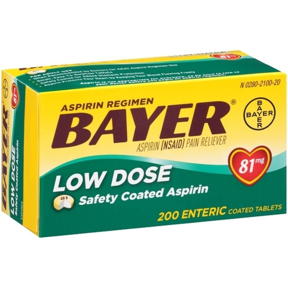 Bayer Aspirin 81mg Low Strength Tablets, 200 Count -- 36 Per Case