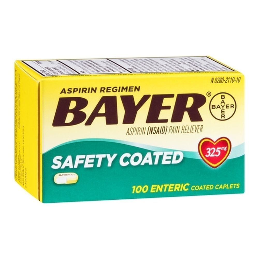 Bayer Aspirin 325 Milligram Regular Strength Caplets, 100 Count -- 24 Per Case