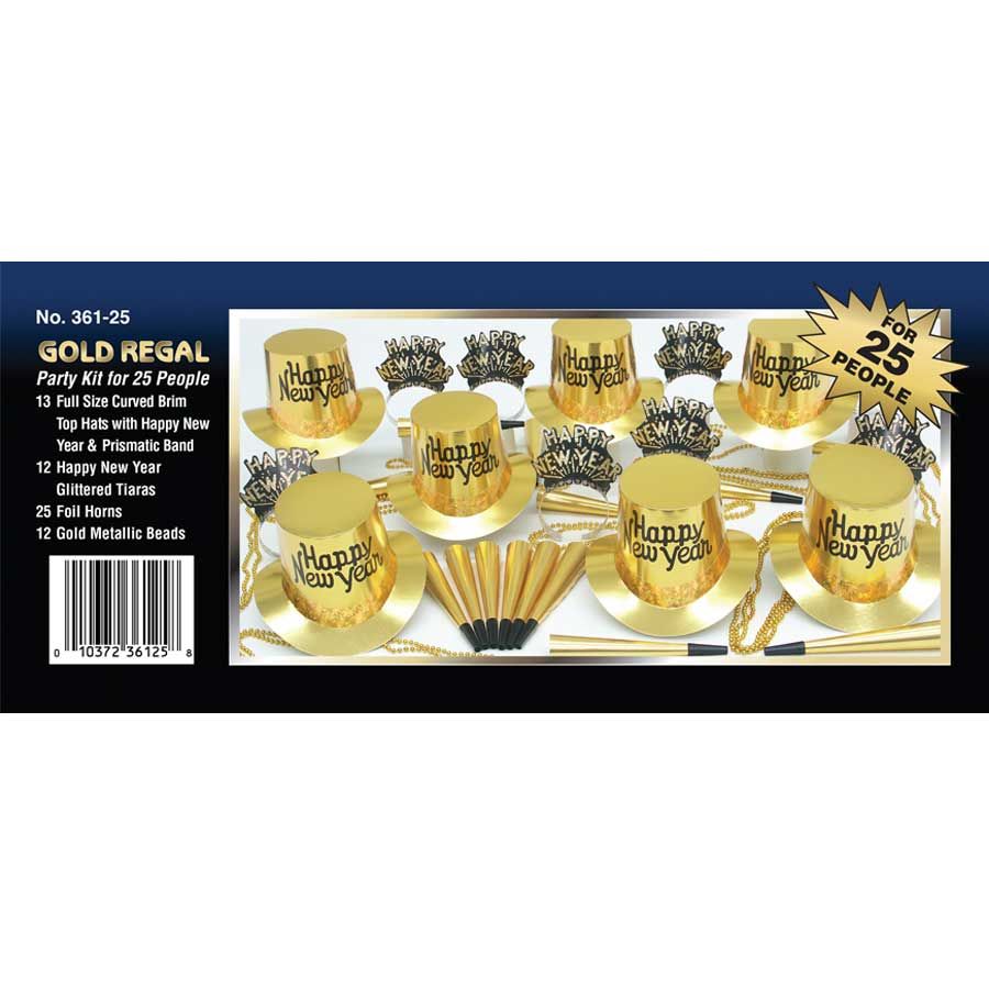 Party Time Gold Regal Party Kit For 25 People