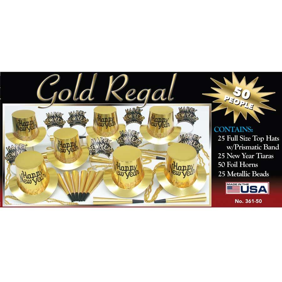 Party Time Gold Regal Party Kit For 50 People
