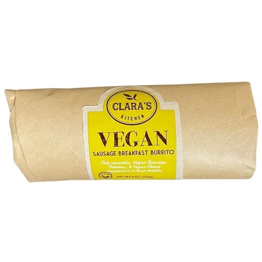 Claras Kitchen Individually Packaged Vegan Sausage Breakfast Burrito, 12 Count