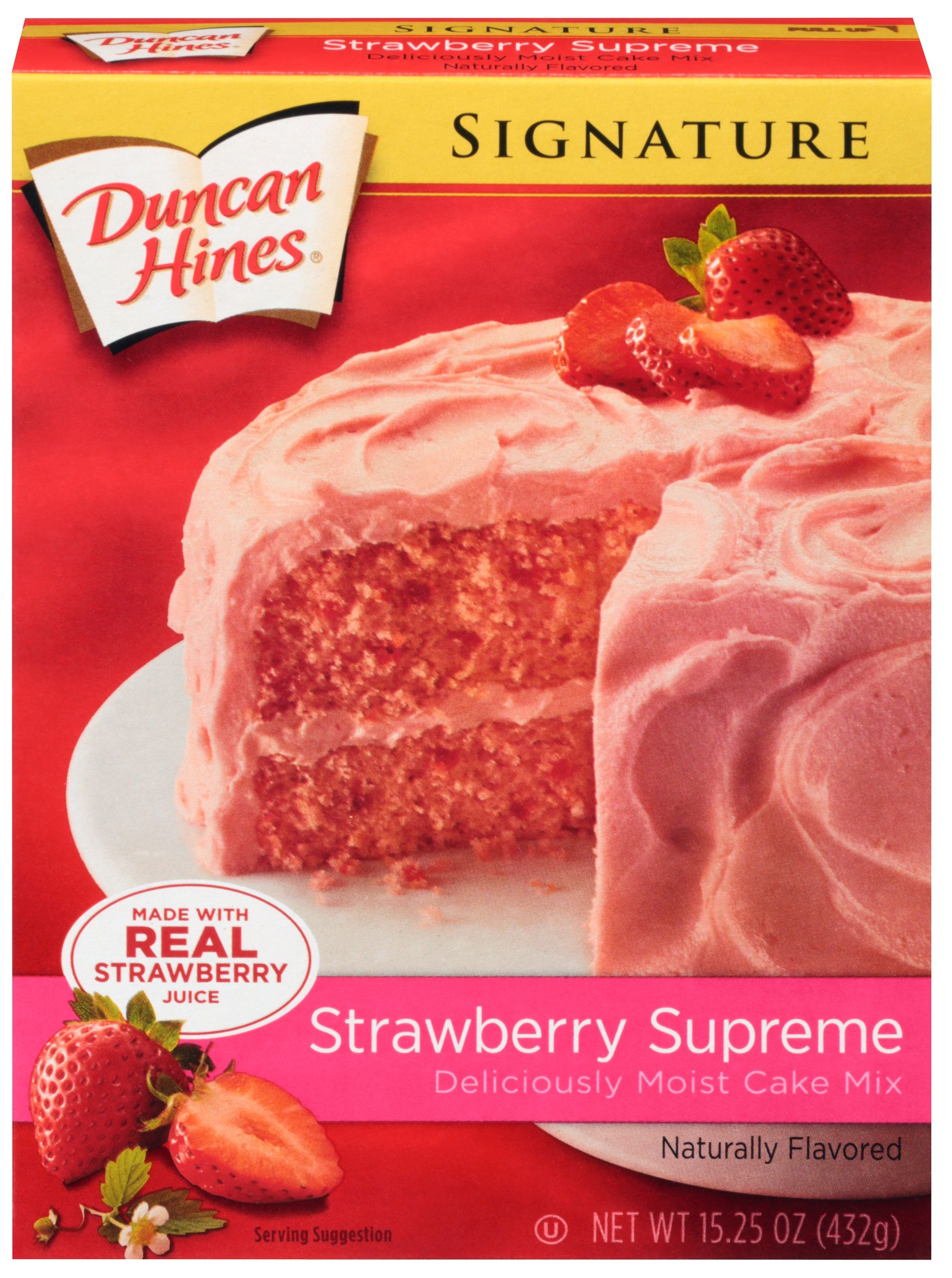 Duncan Hines Signature Strawberry Supreme Cake Mix, 15.25 Ounce -- 12 Per Case