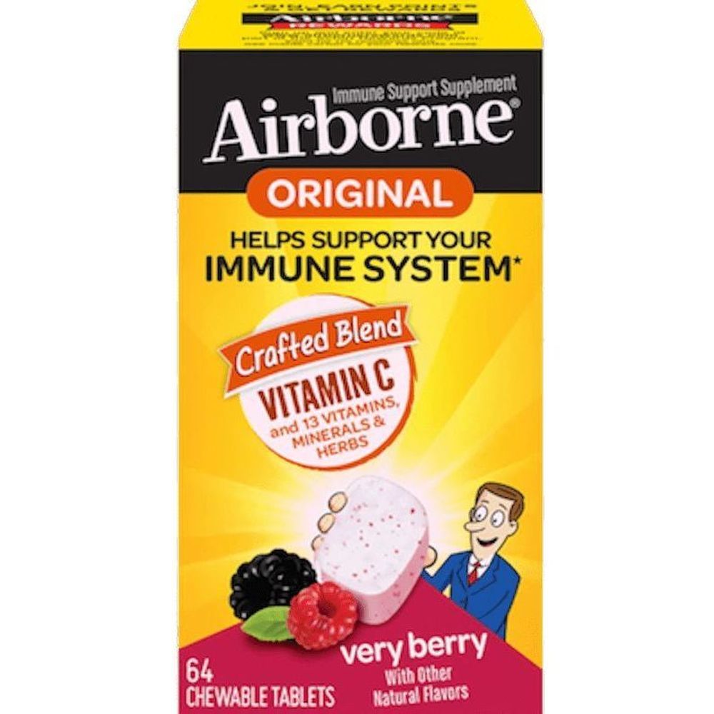 Airborne Very Berry Immune Support Chew Tablets, 64 Count -- 12 Per Case
