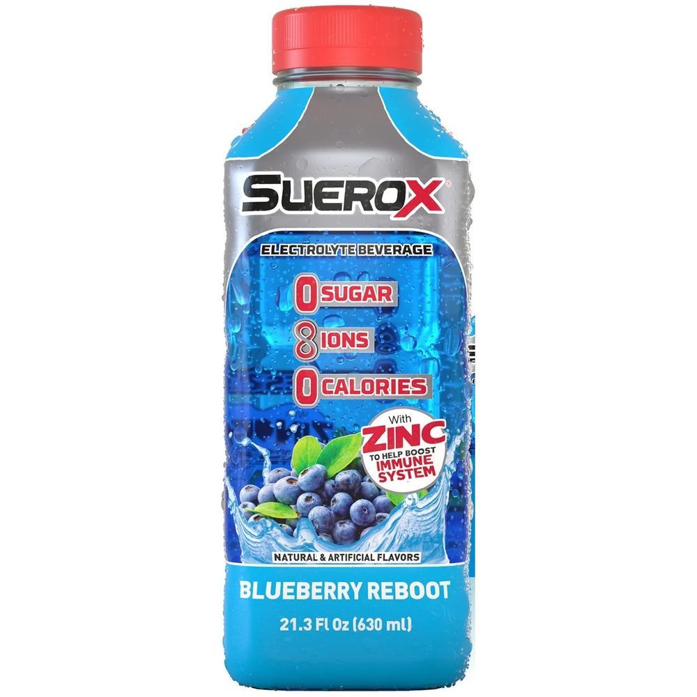 Suerox Blueberry Reboot Electrolyte Beverage, 21.3 Fluid Ounce -- 12 Per Case