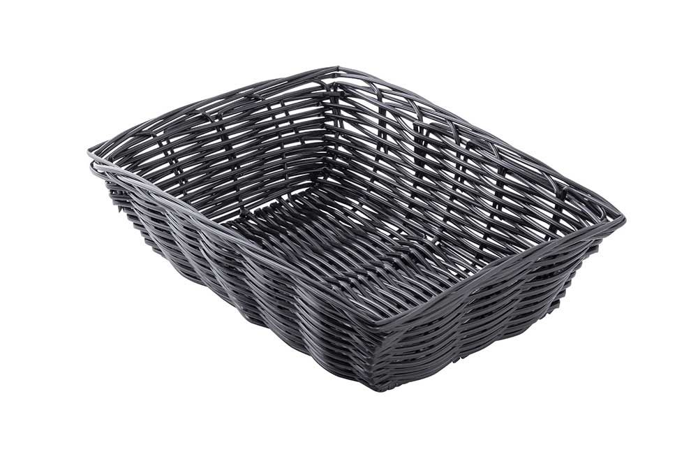Tablecraft Polypropylene Black Rectangular Handwoven Basket, 9 X 6 X 2.5 Inch -- 12 Per Case