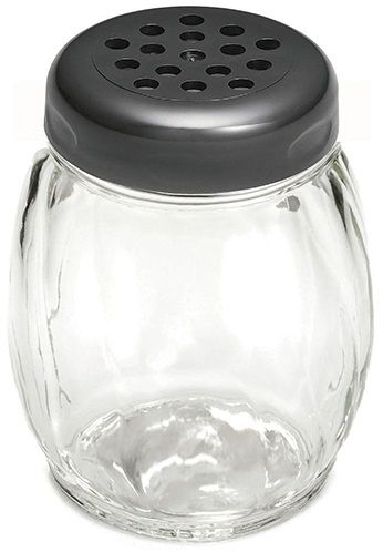 Tablecraft Glass Shaker With Plastic Perforated Black Top, 6 Ounce -- 12 Per Case