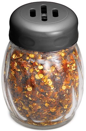 Tablecraft Glass Shaker With Plastic Slotted Black Top, 6 Ounce -- 12 Per Case